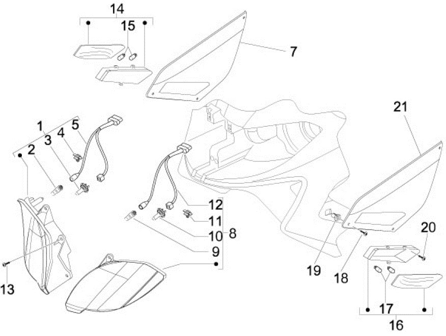 6.03 Přední světlo a blinkry - Gilera Nexus 500 SP 4T LC 2006-2007 (ZAPM35200)