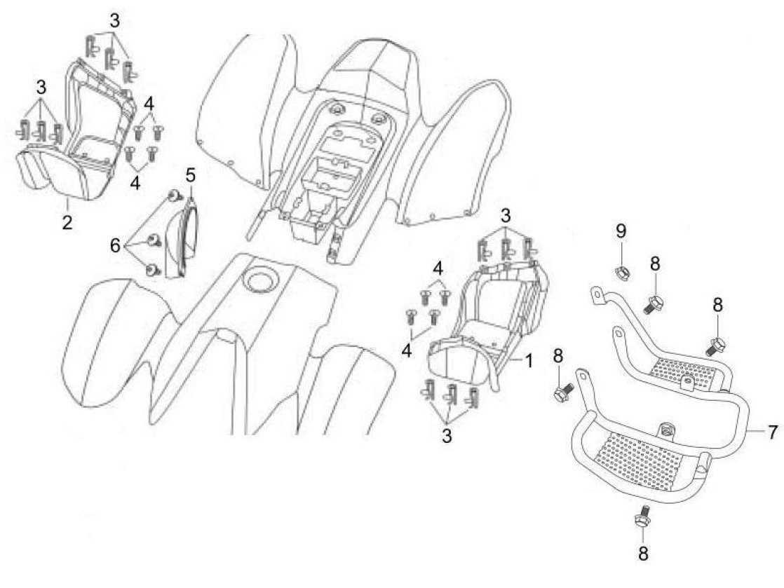 2.31 Středový plast, kapotáž, stupačky - Gilera Oregon 250 2007-2009 (RGEYN25D5)