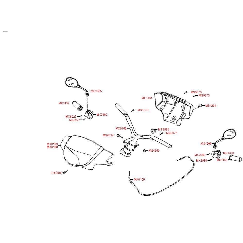 F03 Gripy / zrcátka / řídítka / kapotáž řídítek - Kymco Filly 50 4T