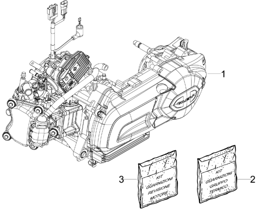 1.02 Motor, těsnění motoru - Gilera Nexus 125ie 4T LC 2009 (ZAPM35700)