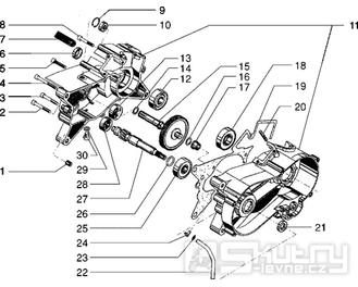 T2 Skříň klikové hřídele, převodovka - Gilera Eaglet automat do 2005 (ZAPC09000...)