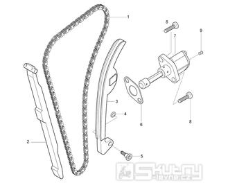 09 Rozvodový řetěž / Vodící lišty - Hyosung GV 125M Aquila E3