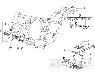 T19 Rám, stupačky a boční stojan - Gilera Eaglet automat do 2005 (ZAPC09000...)