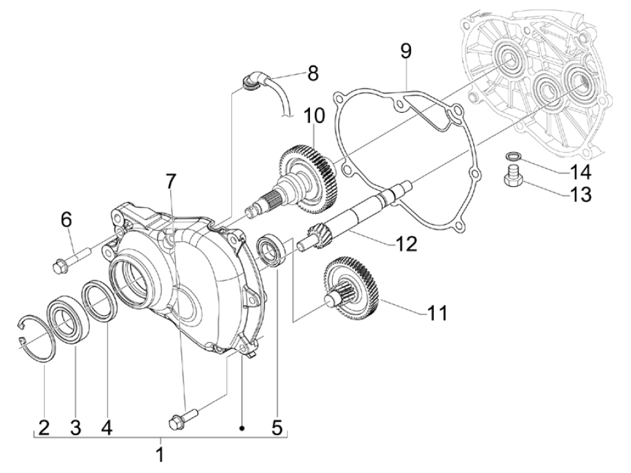 1.25 Převodovka - Gilera Nexus 300ie 4T LC 2008 (ZAPM35600)