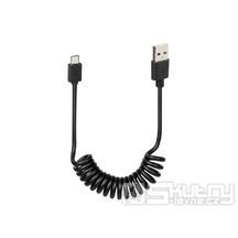 USB spirálový kabel / nabíjecí kabel typu micro-USB 100cm černý
