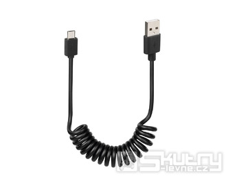 USB spirálový kabel / nabíjecí kabel typu micro-USB 100cm černý