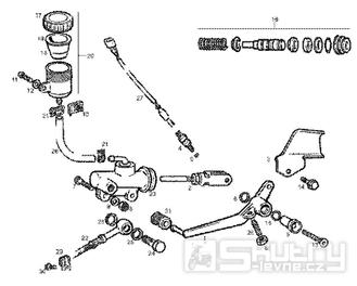 T20 Zadní brzdový pedál, hlavní brzdový válec, nádobka brzdové kapaliny - Gilera GPR 50ccm do 2005 (ZAPCGPRREB...)