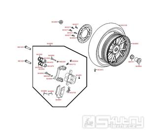 F08 Zadní kolo, brzdový třmen a kotouč - Kymco People GT 125i