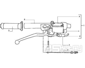 T35 Přední brzdová páčka a rukojeť - Gilera DNA 125ccm 4T LC do 2005 (ZAPM26000...)