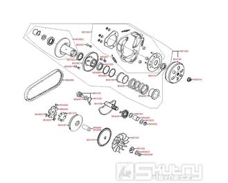E05 Variátor a zadní řemenice - Kymco Super 8 50 2-Takt