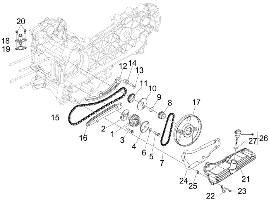 1.18 Olejové čerpadlo - Gilera Nexus 300ie 4T LC 2009-2011 (ZAPM35600)