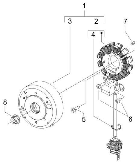 1.21 Magneto dobíjení - Gilera Runner 50 SP 2010-2012 (ZAPC46100, ZAPC46300, ZAPC4610001)