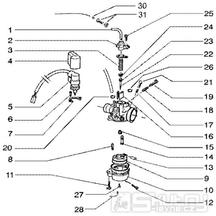 T17 Karburátor (jednotlivé díly) - Gilera Runner 50 Poggiali do roku 2005 (ZAPC36200...)