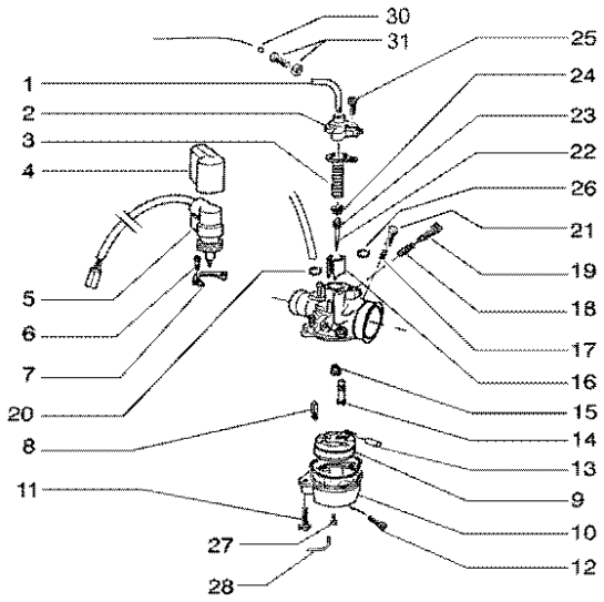 T17 Karburátor (jednotlivé díly) - Gilera Runner 50 Poggiali do roku 2005 (ZAPC36200...)
