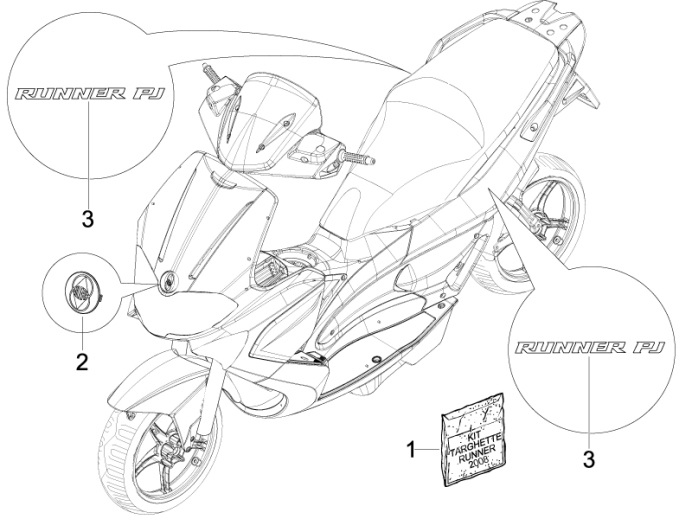 2.38 Samolepky, loga - Gilera Runner 50 PureJet ST 2008 (ZAPC46200)