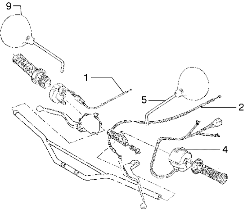 T32 Ovládací lanka, přepínače, zrcátka - Gilera GSM 50ccm EBS do 2005 (VTBC33200...)