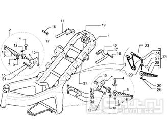 T22 Rám a stupačky - Gilera DNA 180ccm 4T LC do 2005 (ZAPM26000...)