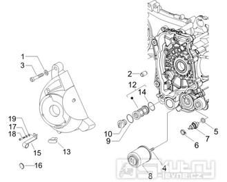 1.23 Kryt magneta dobíjení, olejový filtr - Gilera Runner 200 VXR 4T LC Race 2006 UK (ZAPM46200)