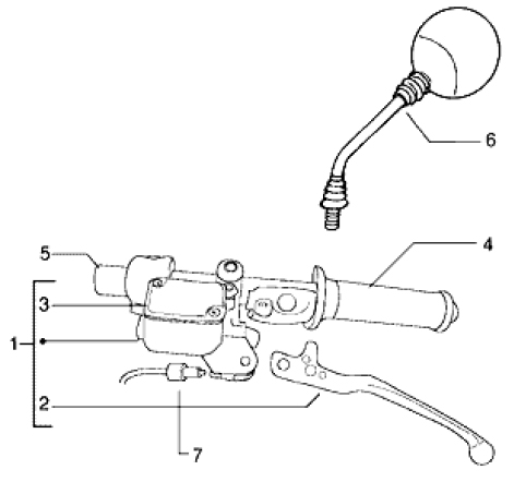 T36 Zadní brzda, rukojeť, zrcátko - Gilera DNA 180ccm 4T LC do 2005 (ZAPM26000...)