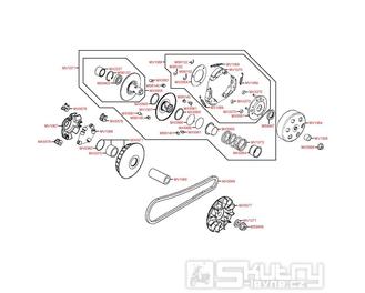 E05 Variátor a zadní řemenice - Kymco Maxxer 300 Wide MMC