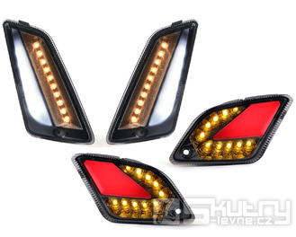Sada LED blinkrů Moto Nostra pro Vespa GT, GTL, GTV, GTS 125–300 (2014–2018), kouřové kryty