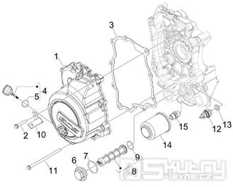 1.23 Kryt magneta dobíjení, olejový filtr - Gilera Nexus 125ie 4T LC 2008 (ZAPM35700)