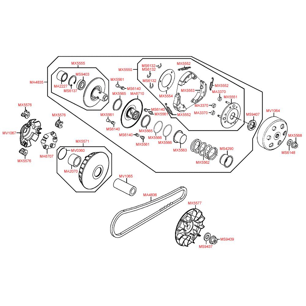 E05 Variátor kompletní - Kymco Xciting 300i R [SB60AB]