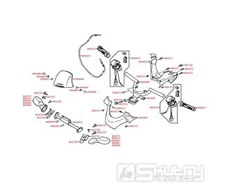 F03 Gripy, zrcátka, řidítka, ovládání a kapotáž - Kymco Yager/Spacer 125 [10 kola] SH25AA