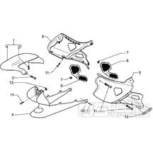 T25 Přední blatník, boční kapotáž - Gilera DNA 180ccm 4T LC do 2005 (ZAPM26000...)