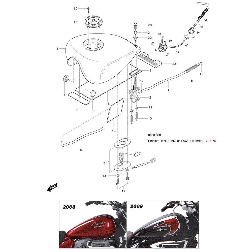 FIG31 Palivová nádrž - Hyosung GV 125M C Aquila