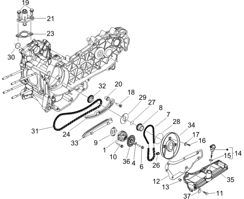 1.18 Olejové čerpadlo - Gilera Runner 200 VXR 4T LC 2005-2006 (ZAPM46200)