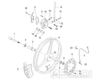 Přední kolo a brzdový sytém - Malaguti XSM 50 Motard 2008