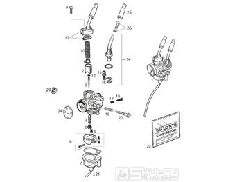 65.21 Karburátor (jednotlivé díly) - Gilera SMT 50 Racing D50B0 od roku 2011 (ZAPABB00)