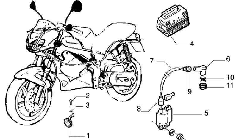 T40 Zapalovací cívka, regulátor, klakson - Gilera DNA 50ccm 2T 1998-2005 (ZAPC27000...)