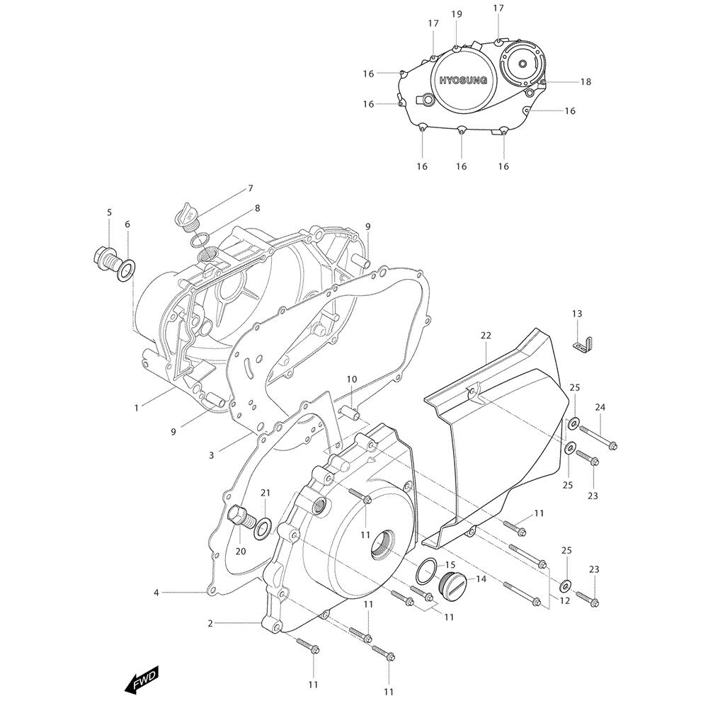 FIG05 Kryt motoru - Hyosung GT 250i NE (Naked)