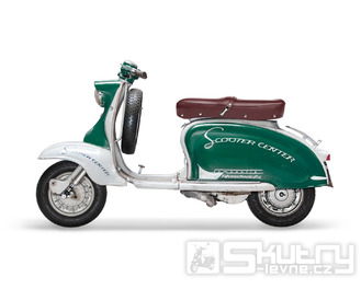 Sedlo BGM PRO Pegasus nýtované se štítkem, hnědé, pro Lambretta LI, LI S, SX, TV, DL, GP