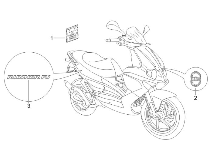 2.38 Samolepky, loga - Gilera Runner 50 PureJet Race 2005 (ZAPC46200)