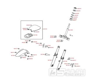 F06 Přední tlumiče / Sloupek řízení / Přední blatník - Kymco Super 8 125 [Big Tyre] KL25SB