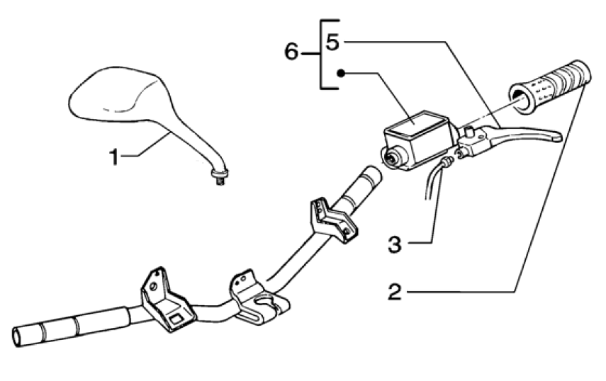 T37 Levá rukojeť, zrcátko, brzdová páčka - Gilera Runner Purejet 50 1998-2005 (ZAPC36100)
