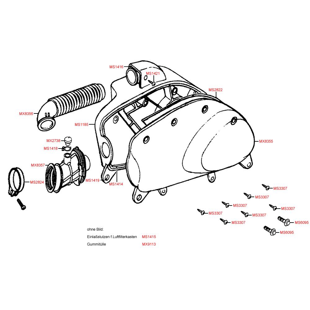 F14 Vzduchový filtr / Airbox - Kymco Yager 50 (Spacer 50)