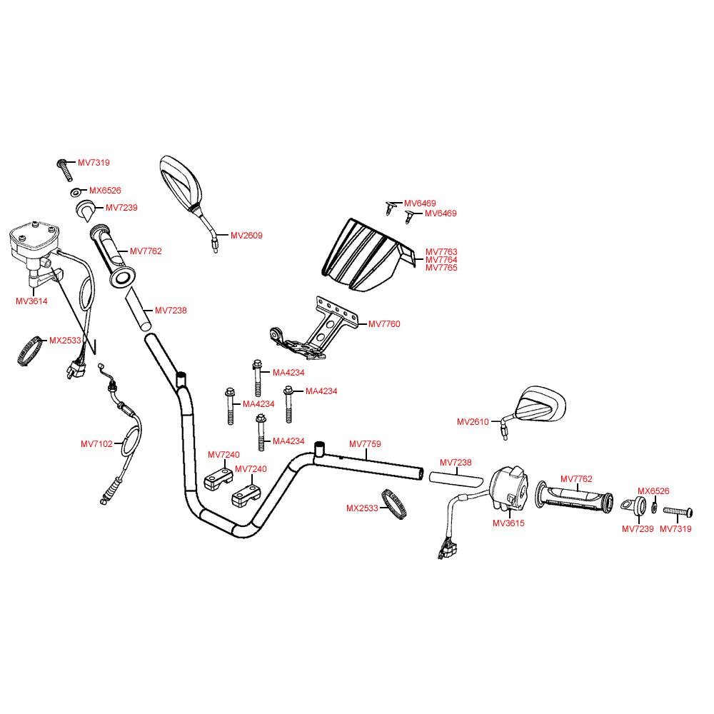 F03 Řidítka / zrcátka a ovládání - Kymco Maxxer 400
