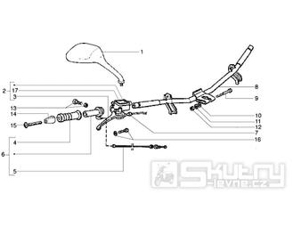 T38 Řidítka, pravá rukojeť, brzdová páčka, zrcátko - Gilera Runner 125 FX DT 2T LC (ZAPM0700...)