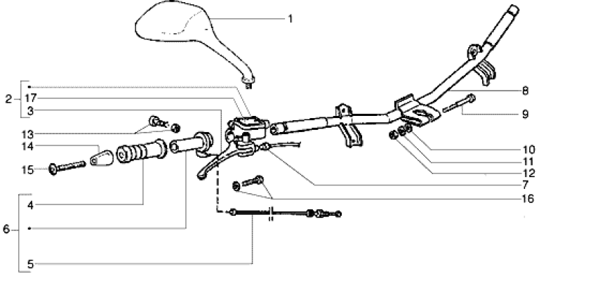 T38 Řidítka, pravá rukojeť, brzdová páčka, zrcátko - Gilera Runner 125 FX DT 2T LC (ZAPM0700...)