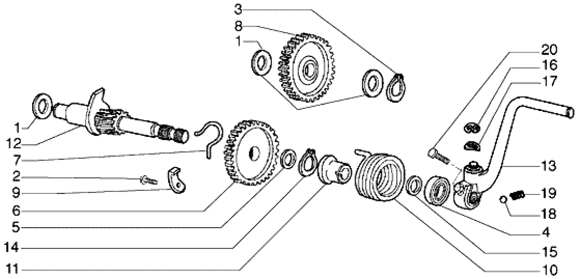 T6 Startovací mechanismus nožní - Gilera H@K 50ccm EBS od roku 2001 (VTBC33100...)