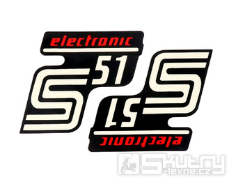 Samolepka nápis S51 Elektronic černo-červený 2 kusy pro Simson S51 Enduro [M531, M541, M542]