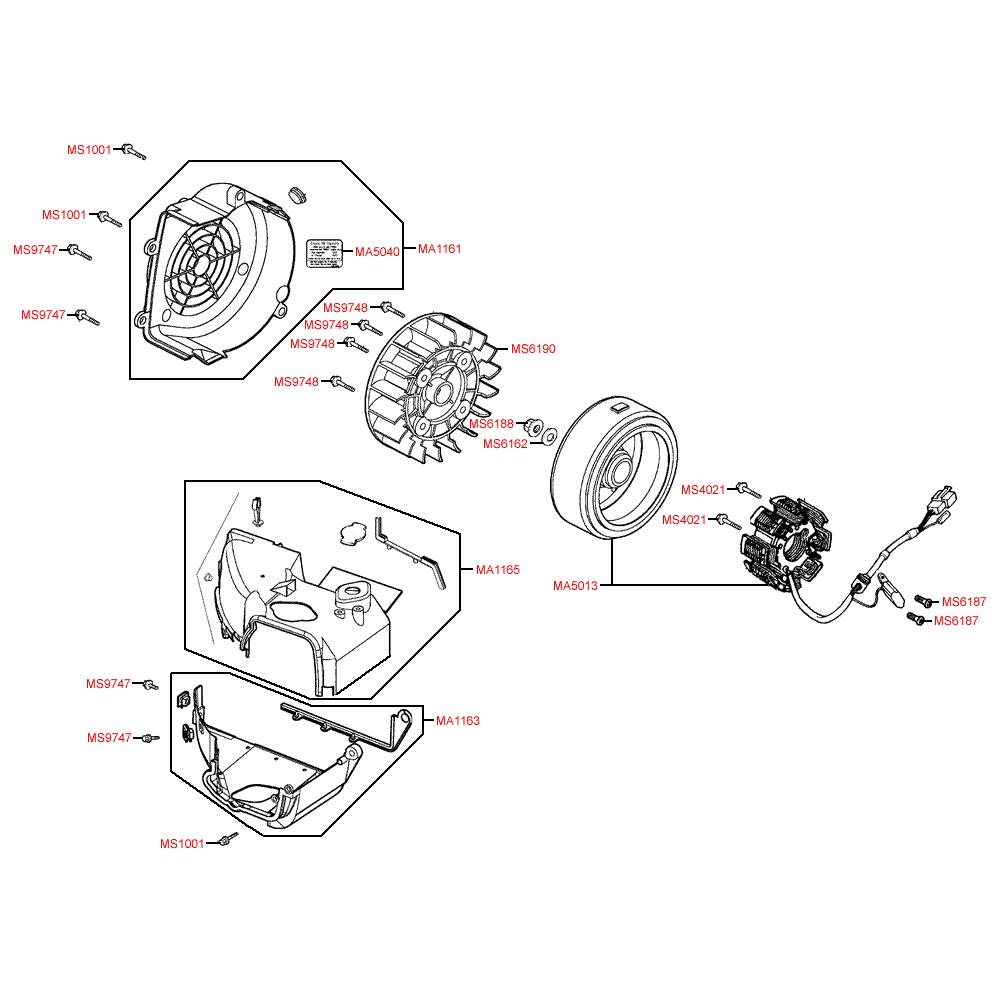 E08 Ventilátor / Magneto dobíjení - Kymco Agility 125 One