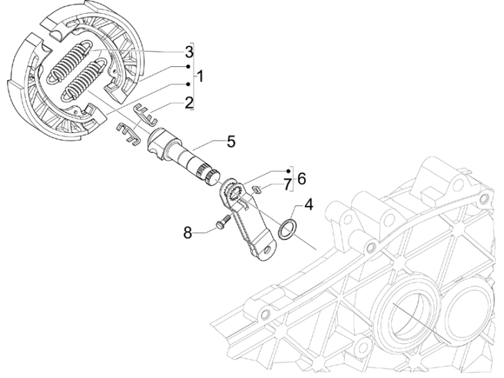 1.35 Zadní brzda, brzdové čelisti - Gilera Stalker 50 2T 2008-2011 (ZAPC40100, ZAPC40101)