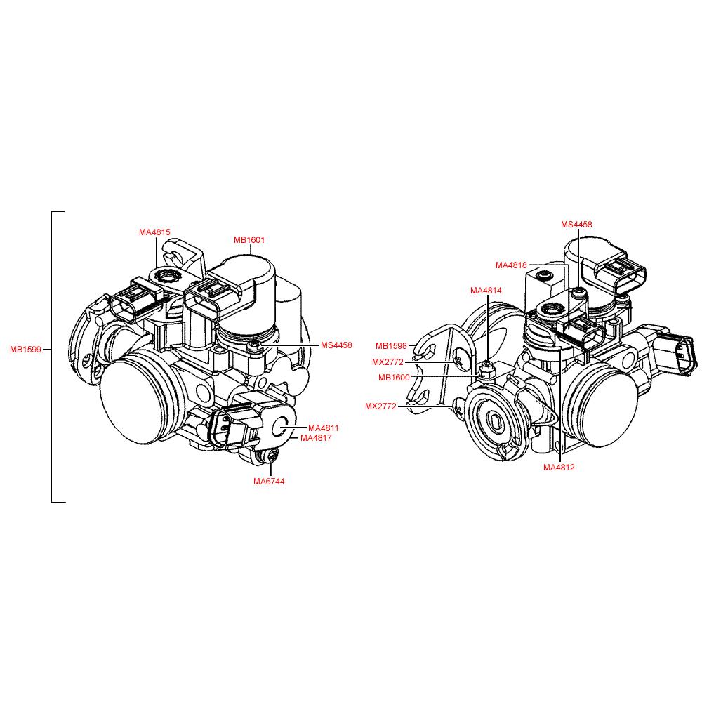 E05 Škrtící klapka - Kymco Downtown 300i ABS Verze 30 SK60AF