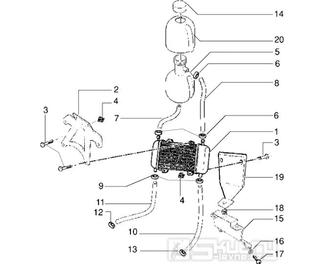 T21 Chladič a nádobka chlazení - Gilera DNA 50ccm 2T 1998-2005 (ZAPC27000...)