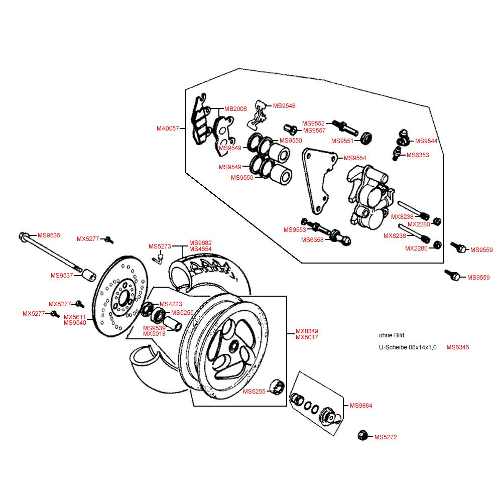 F07 Přední kolo s brzdou - Kymco Yager 50 (Spacer 50)